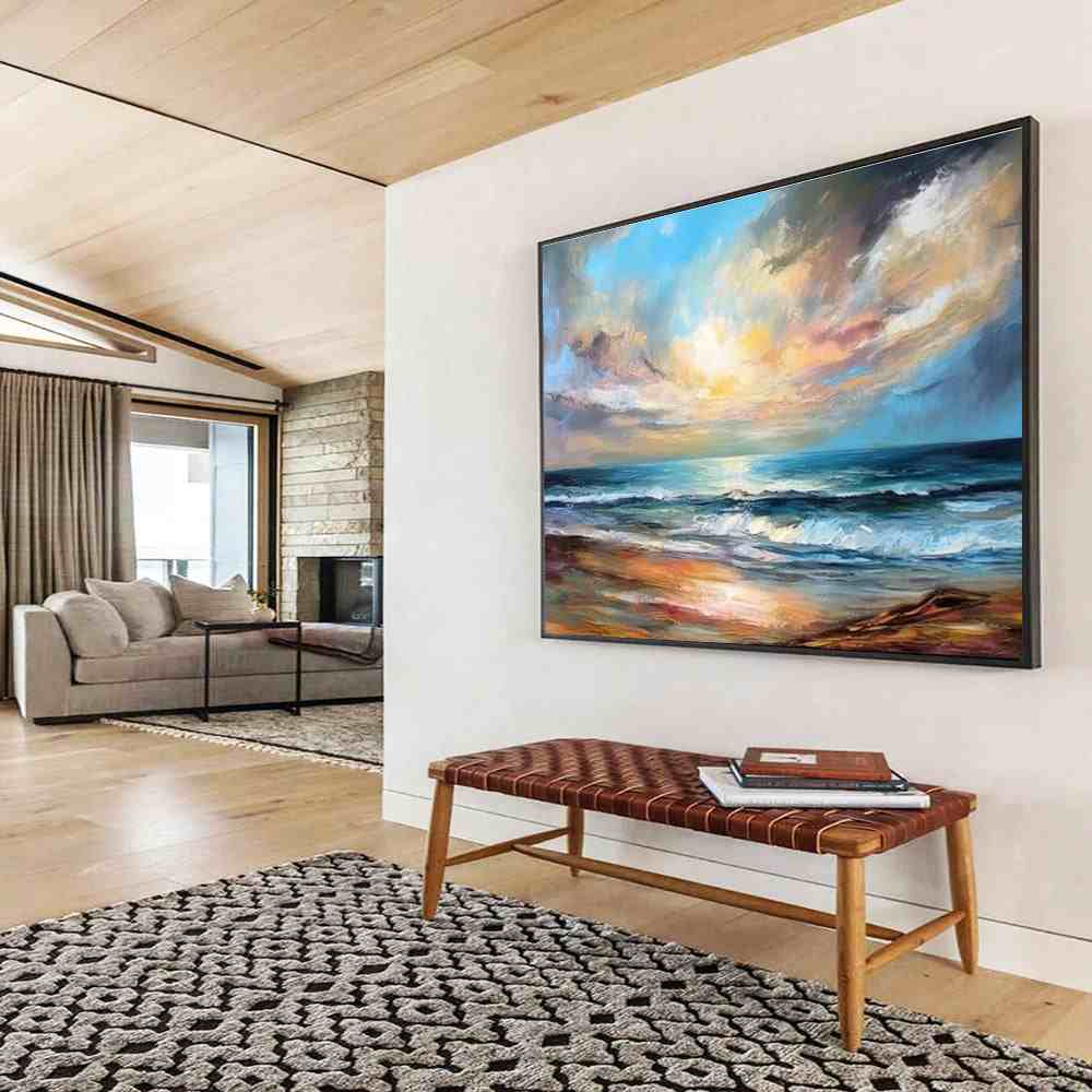 evening beach abstract canvas design 5